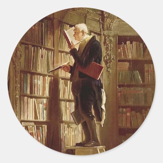 Der Bücherwurm Runder Aufkleber (Vorderseite)