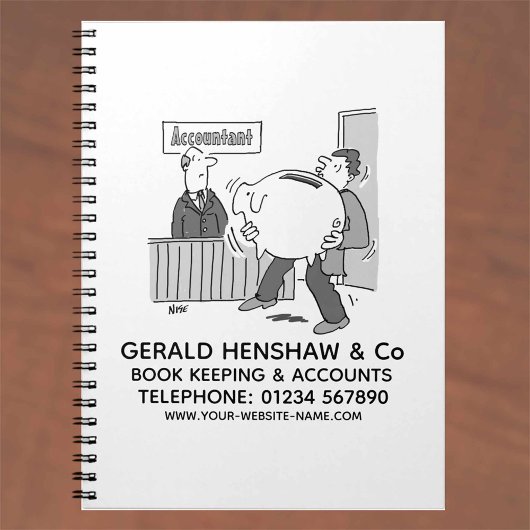 Der Buchhalter erhält eine große Schweinebank Notizblock