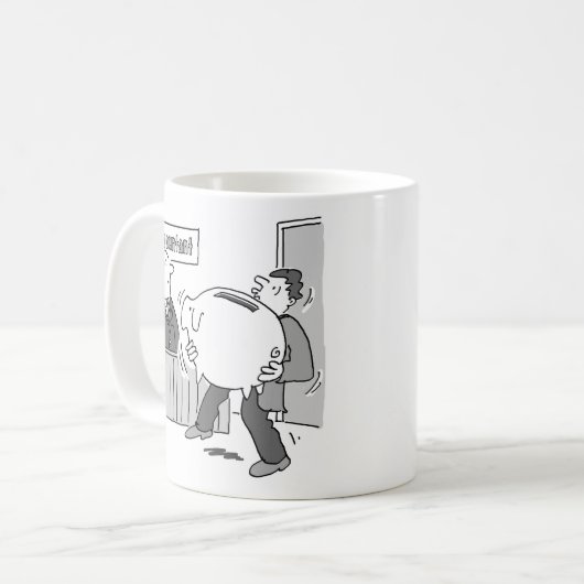 Der Buchhalter hat einen Kunden bei der Giant Pigg Kaffeetasse (Vorderseite Links)