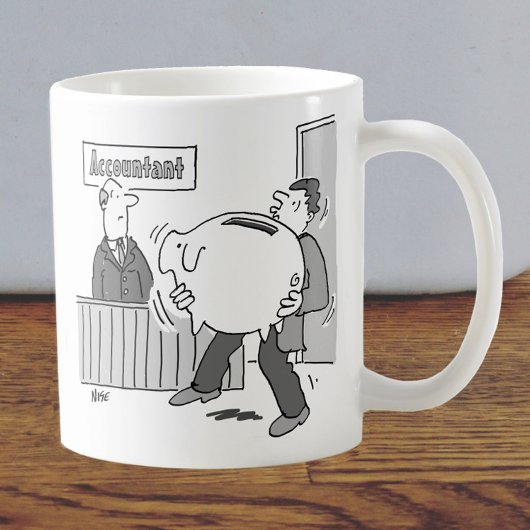 Der Buchhalter hat einen Kunden bei der Giant Pigg Kaffeetasse
