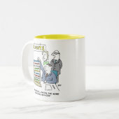 Der Buchhalter verwendet einen Abacus bei der Arbe Zweifarbige Tasse (Vorderseite Links)