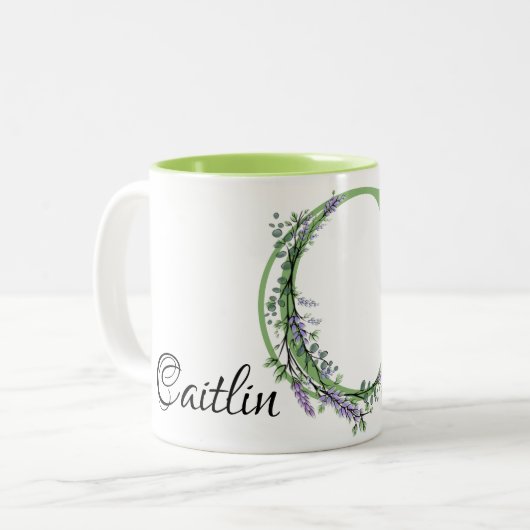 Der Buchstabe C Lavender Eucalyptus mit Monogramm Zweifarbige Tasse (Vorderseite Links)
