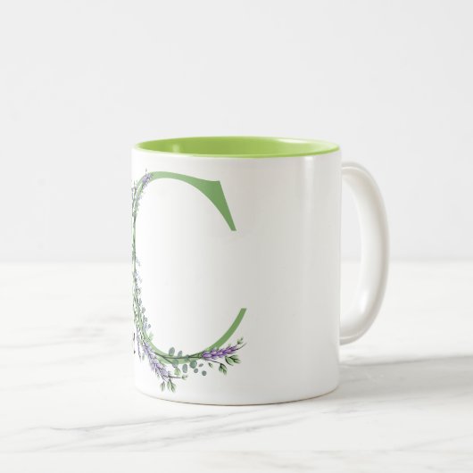Der Buchstabe C Lavender Eucalyptus mit Monogramm Zweifarbige Tasse (VorderseiteRechts)