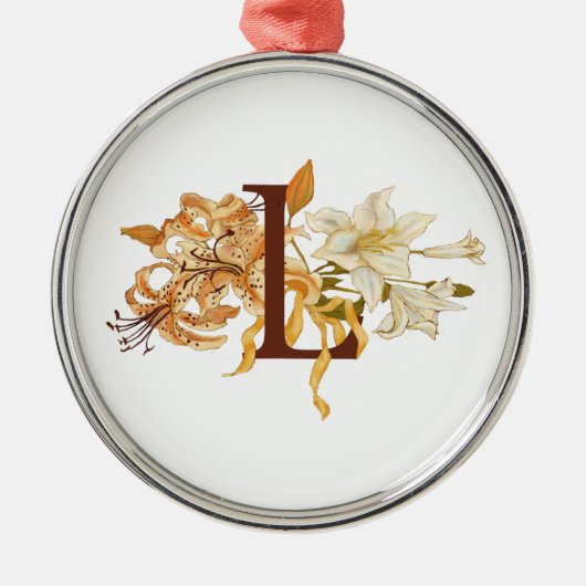 Der Buchstabe L mit Lilies Ornament Aus Metall (Vorne)