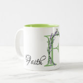 Der Buchstabe "Lavender Eucalyptus" mit Monogramm Zweifarbige Tasse (Vorderseite Links)