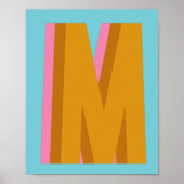 Der Buchstabe "M" in Retro-Farben und Buchstaben Poster (Vorne)