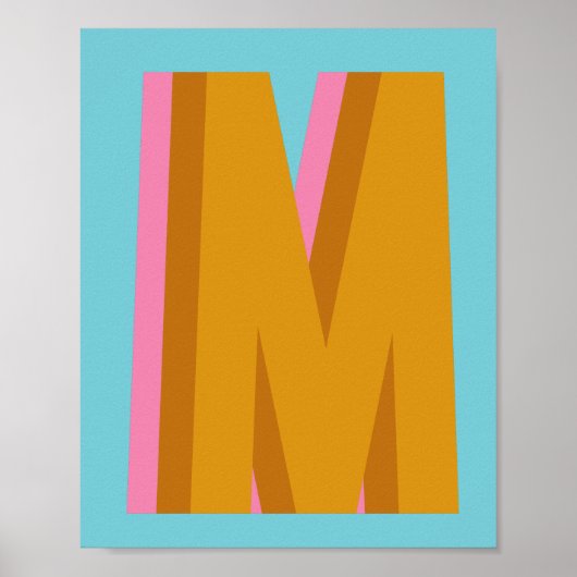 Der Buchstabe "M" in Retro-Farben und Buchstaben Poster (Vorne)