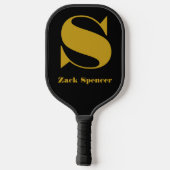 Der Buchstabe "S" und ein persönlicher Name Schwar Pickleball Schläger (Rückseite)