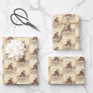 Der Bucker Cowboy bricht ein Pferd auf dem Weidela Geschenkpapier Set