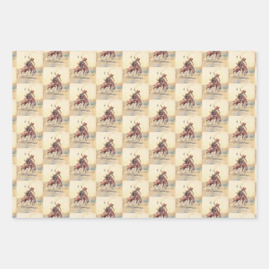 Der Bucker Cowboy, der ein Pferd auf der Range bri Geschenkpapier Set (Vorderseite 2)