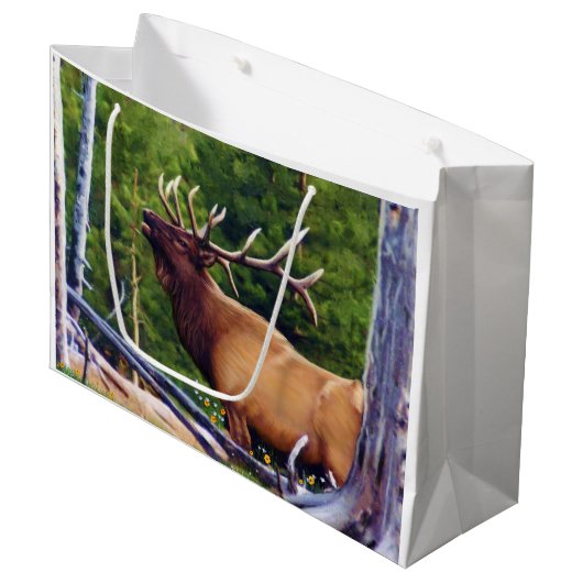 Der Bugler Elk Bull Große Geschenktüte (Vorderseite Schrägansicht)