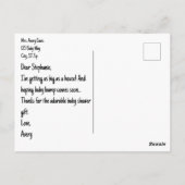 Der Bun ist fast fertig Babydusche Danke Postkarte (Rückseite)