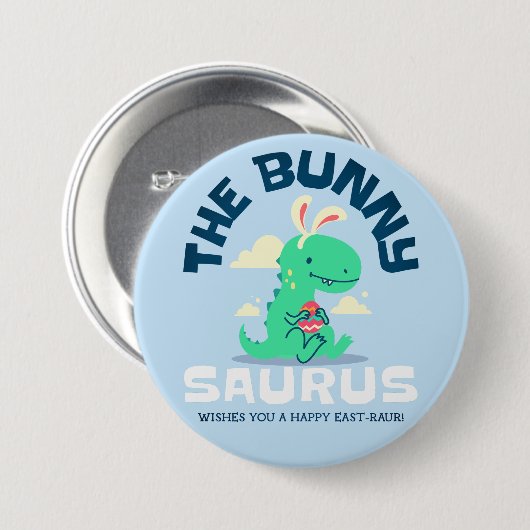 Der Bunny Saurus Frohe Ostern Knopf Button (Vorne & Hinten)