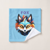 Der Bunte Fuchs - Kopf Portrait Badhandtuch Set (Waschlappen)