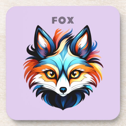 Der Bunte Fuchs - Kopf Portrait Getränkeuntersetzer (Vorderseite)