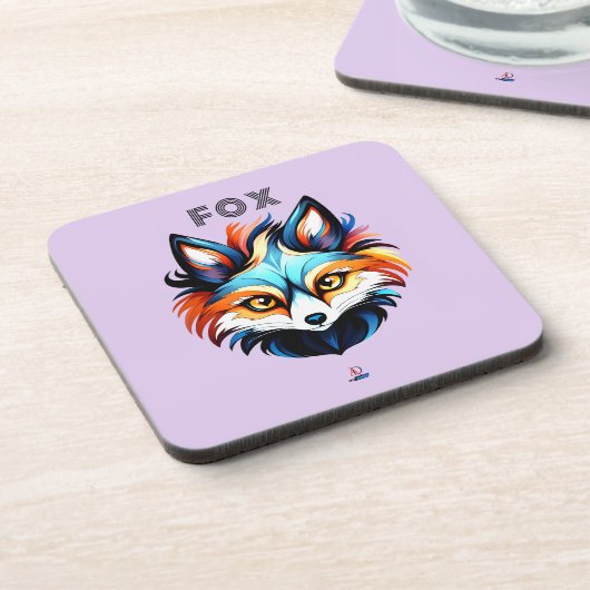 Der Bunte Fuchs - Kopf Portrait Getränkeuntersetzer (Linke Seite)