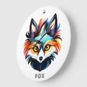 Der Bunte Fuchs - Kopf Portrait Große Wanduhr (Winkel)