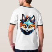 Der Bunte Fuchs - Kopf Portrait T-Shirt (Schwarz voll)