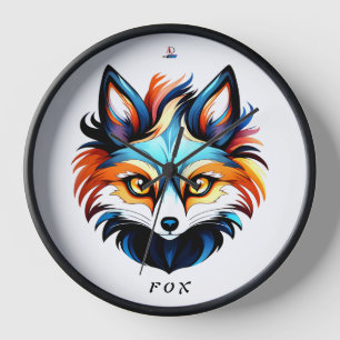 Der Bunte Fuchs - Kopf Portrait Uhr