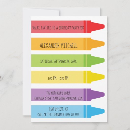 Der bunte gefärbte Regenbogen zeichnet Einladung (Vorderseite)