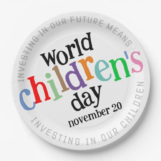 Der bunte glückliche Weltkindertag Pappteller (Vorderseite)