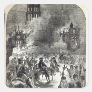 Der Burning von altem St Paul, 1666 Quadratischer Aufkleber