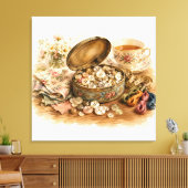 Der Button Tin Stretched Canvas Print Leinwanddruck (Insitu (Wohnzimmer))