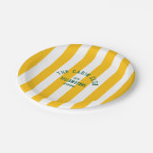 Der Cabin Club Custom Wappen Gelber Park Streifen Pappteller (Schrägansicht)