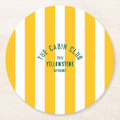 Der Cabin Club Custom Wappen Gelber Park Streifen Runder Pappuntersetzer (Vorderseite)