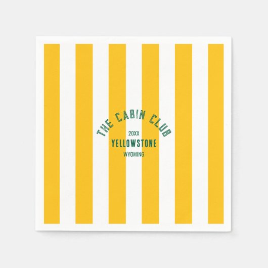 Der Cabin Club Custom Wappen Gelber Park Streifen Serviette (Vorderseite)