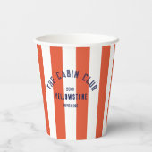 Der Cabin Club Custom Wappen Roter Park Streifen Pappbecher (Rückseite)