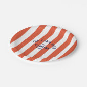 Der Cabin Club Custom Wappen Roter Park Streifen Pappteller (Schrägansicht)