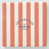 Der Cabin Club Custom Wappen Roter Park Streifen Steinuntersetzer (Vorderseite)