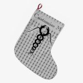 Der Caduceus (Schwarz) Großer Weihnachtsstrumpf (Vorderansicht (hängend))