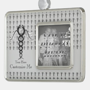 Der Caduceus (Schwarz) Rahmen-Ornament Silber