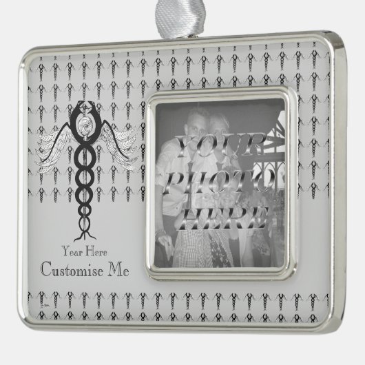 Der Caduceus (Schwarz) Rahmen-Ornament Silber (Links)