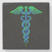 Der Caduceus-Symbol-Schwarzes der Krankenschwester Steinuntersetzer (Vorderseite)