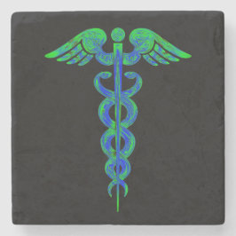 Der Caduceus-Symbol-Schwarzes der Krankenschwester Steinuntersetzer