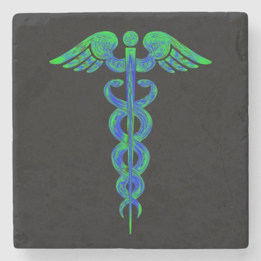 Der Caduceus-Symbol-Schwarzes der Krankenschwester Steinuntersetzer (Vorderseite)