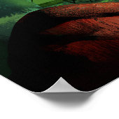 Der Camper sieht sich beim Camping einer fliegende Poster (Ecke)