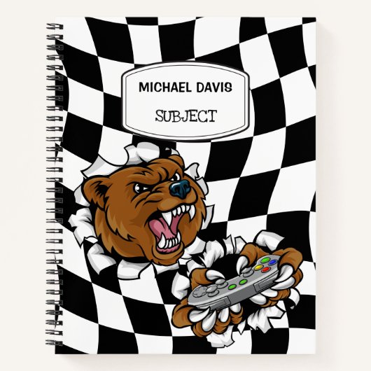 Der Cartoon-Bear, der einen Controller nach Maß hä Notizblock (Vorderseite)