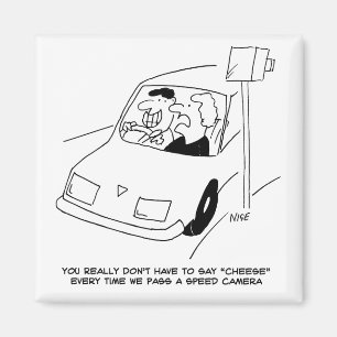Der Cartoon der Funny Speed Camera zeigt, wie man  Magnet