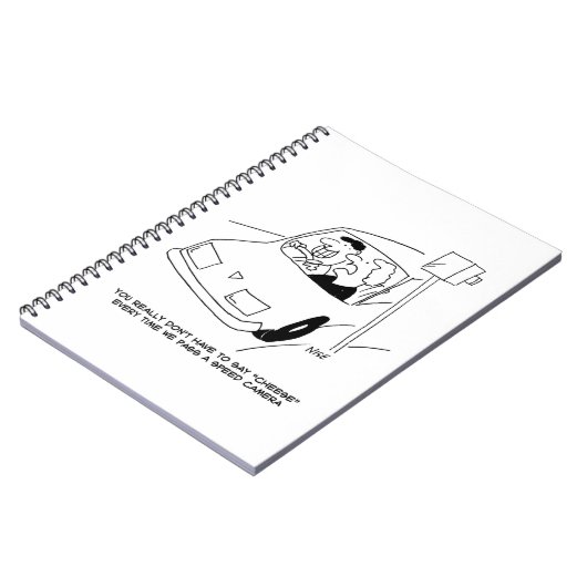 Der Cartoon der Funny Speed Camera zeigt, wie man Notizblock (Linke Seite)