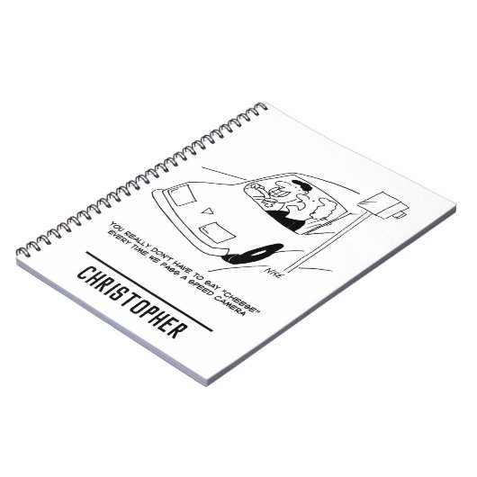 Der Cartoon der Funny Speed Camera zeigt, wie man Notizblock (Linke Seite)