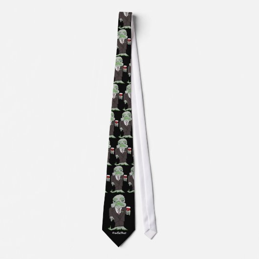 Der Cartoon des Codvaters Fisch Black Neck Tie Krawatte (Vorderseite)
