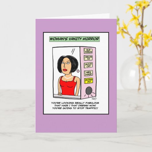 Der Cartoon des Vanity Mirrors Karte (Gelbe Blume)