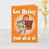 Der Cartoon-Koala, der Basketball spielt, erhalten Karte (Gelbe Blume)