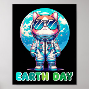 Der Cat Astronaut des Earth Day Rette die Welt Poster
