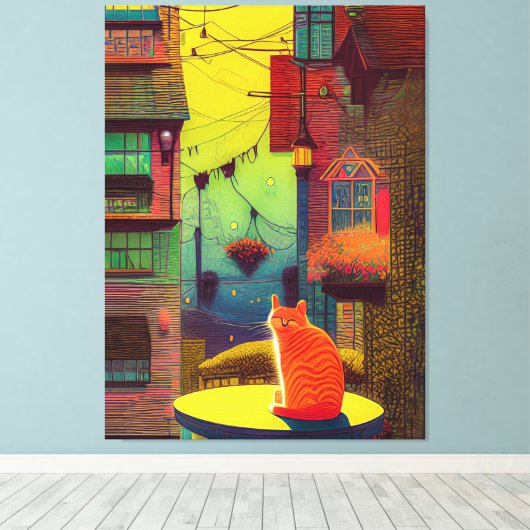 Der Cat Balcony hat helle Farben. Leinwanddruck (Insitu (Holzboden))