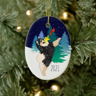 Der Celestial Finnish Lapphund 2021 Weihnachtsschm Keramik Ornament
